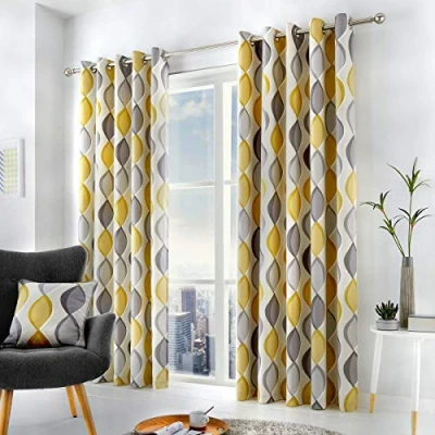 Afbeelding van Fusion, 100% Katoen, Voering: 52% Polyester/48% Grijs, Gordijnen: 46&quot; Breedte x 72&quot; Drop (117 183 cm)