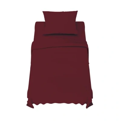 Afbeelding van Dreamzie Poligino Beddengoed, 90 x 190 cm, 3 delig, van microvezel, hoeslaken bedlaken voor eenpersoonsbed, 70 260 1 kussensloop 50 80 Oeko Tex gecertificeerd, bordeauxrood