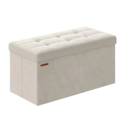 Afbeelding van SONGMICS LSF247W01 Opvouwbare zitzak met 2 containers, 38 x 76 cm, draagkracht 300 kg, voor hal, woonkamer, slaapkamer, crèmewit