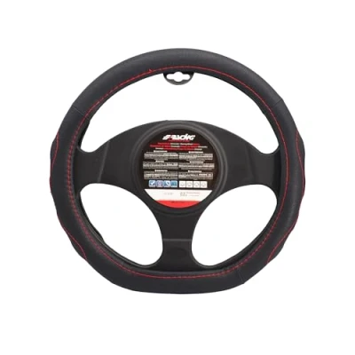 Afbeelding van Simoni Racing Stuurhoes Compe Small eco zwart leer + rode naad 35 37 cm