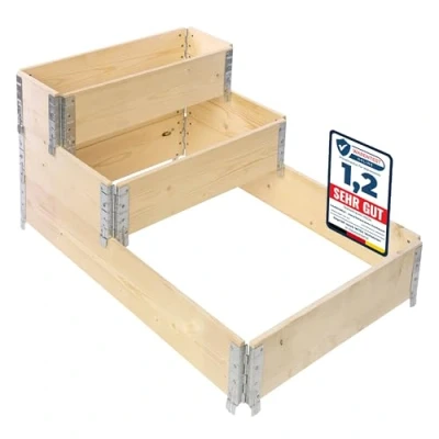 Afbeelding van Garronda Palletrand SET Natuurlijk Bloemen Kruiden Palletframe Natuurlijke Verhoogde Bloembedden 80x30x20 cm GD BUD PAL
