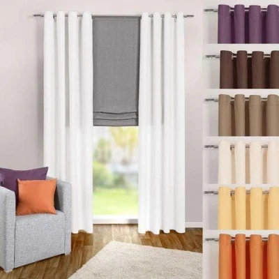 Afbeelding van heimtexland ® Oogje gordijn effen wit ondoorzichtig maar lichtdoorlatend 245x140 cm Dekoschal microvezel met prachtige lichte etui type 117