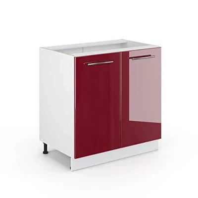 Afbeelding van Vicco Wastafelkast Fame Line, Bordeauxrode hoogglans/Wit, 80 cm met legplank, zonder werkblad
