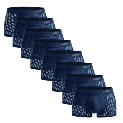 Afbeelding van BOXR Underwear Boxershorts van bamboe, set 8 stuks, zacht als zijde, ademend en milieuvriendelijk Comfortabel (S 3XL), Blauw
