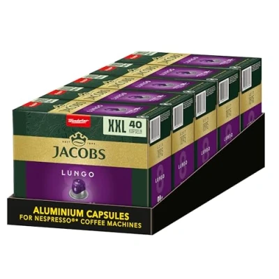 Afbeelding van Jacobs Lungo Intenso 8 koffiecapsules, Nespresso*, intensiteit 8/12, intense en zoute noten (5 x 40 drankjes), 200 stuks