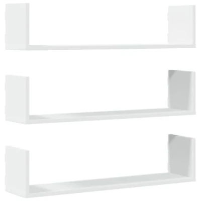 Afbeelding van vidaXL Wandschappen 3 st 80x18x18 cm bewerkt hout wit