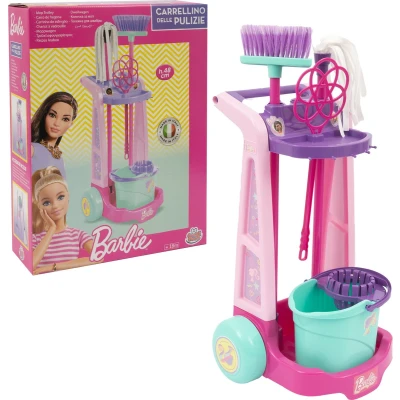 Afbeelding van Grandi Giochi Barbie BAR47000 reinigingswagen met bezem, vleugels, mop en emmer