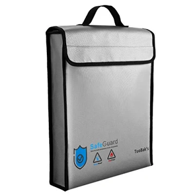 Afbeelding van TuoBak&#039;s Vlamvertragende documententas, grote capaciteit met stevige siliconen coating, vuurvaste documentendoos 40,1 x 32 7,9 cm ritssluiting voor documenten, sieraden, grijs, 15,8 inch 12,6