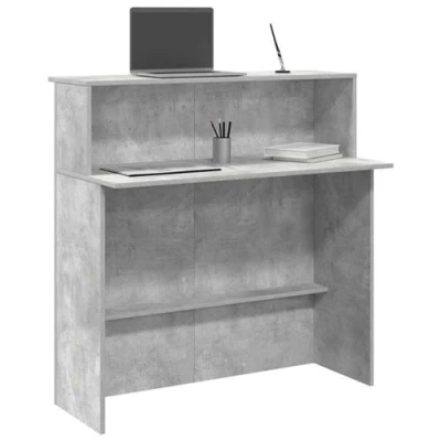 Afbeelding van vidaXL Receptiebalie 100x50x103,5 cm bewerkt hout betongrijs