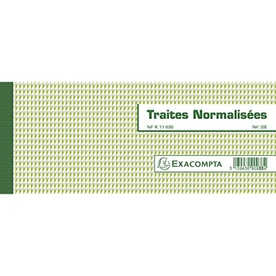 Image de Carnet Exacompta à souche 10,1x21cm Traites normalisées 50 feuillets