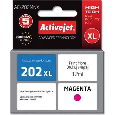 Afbeelding van Activejet AE 202MNX inkt (vervanging voor Epson 202XL H34010; Supreme; 12 ml; magenta)