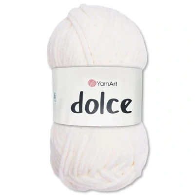 Afbeelding van Frida&#039;s Wollhaus YarnArt Dolce Bolletje Chenille breiwol, haak en amigurumi garen, 100 g, 64 kleuren, 856 vanille