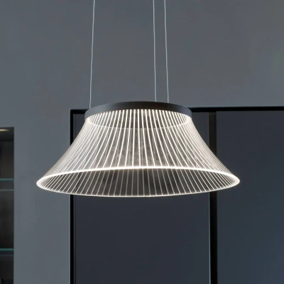 Afbeelding van LED hanglamp Plissé, kap lasergegraveerd