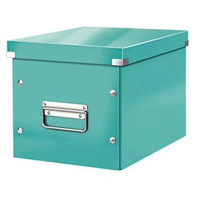 Afbeelding van Leitz WOW Click &amp; Store Cube Middelgrote Kartonnen Opbergdoos met Deksel 26 x 24 Cm (BxHxD) Ijsblauw