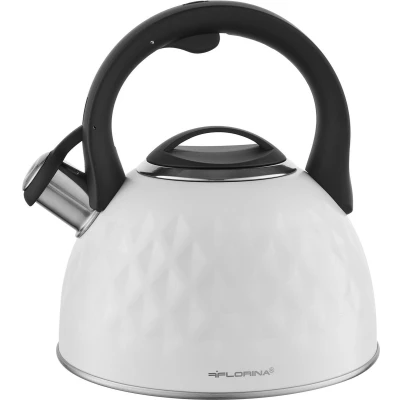 Afbeelding van Florina Diamond fluitketel 2,5 L geschikt voor alle warmtebronnen Waterketel Waterkoker RVS Mat antraciet Diamant patroon High Quality Fast heating
