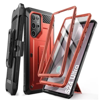 Afbeelding van SUPCASE Unicorn Beetle Pro Hoesje Geschikt voor de Samsung Galaxy S24 Ultra Stofdichte Case Met Ingebouwde Screenprotector Full Protect valbescherming Holster en Kickstand Rood