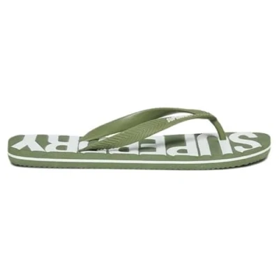 Afbeelding van Superdry CORE LOGO FLIP Flops Teensandalen, Heren, Maat: 44, Olive khaki optic Rubber/ textiel