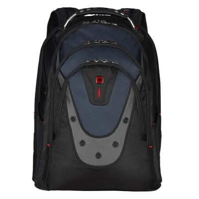 Afbeelding van Wenger IBEX Sac à dos pour ordinateur portable avec poche dédiée tablette, bretelles absorbant les chocs, organiseur essentiel et poignée ergonomique renforcée, noir/bleu, 47 cm,