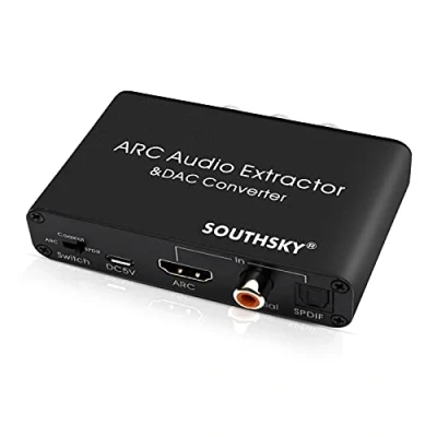 Afbeelding van SOUTHSKY 192 kHz DAC converter, RCA digitaal naar analoog L/R adapter, HDMI Arc SPDIF coaxiale 3,5 mm L/R, CEC volume instelbaar
