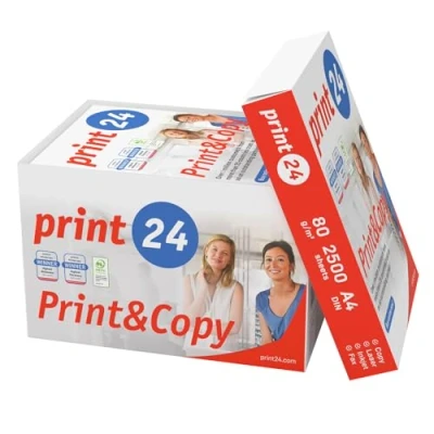 Afbeelding van print24 2500 vellen printer en kopieerpapier, DIN A4, 80 g, wit, PEFC testwinnaar