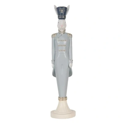 Afbeelding van Clayre &amp; Eef Decoratie Beeld Konijn 45 cm Wit Blauw Kunststof