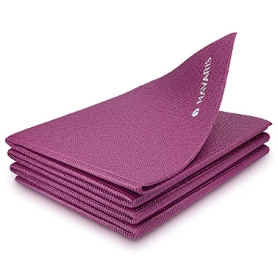 Afbeelding van Navaris opvouwbare yogamat voor op reis 4 mm dikke sportmat Antislip fitnessmat yoga, pilates en fitness Geschikt binnen buiten