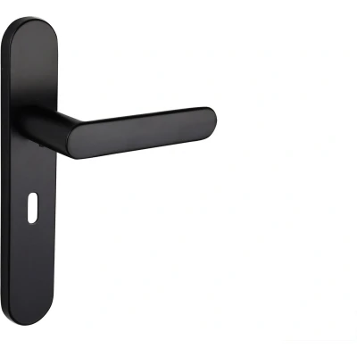 Afbeelding van Lavuzo deurkruk Novara Zwart met afgerond schild SL56 Per set