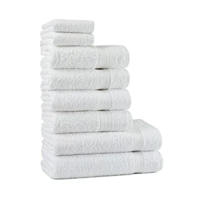 Afbeelding van Tuiste Witte handdoekenset %100 katoen set van 8 badhanddoeken, 4 2 gastendoekjes zacht en absorberend kleur: wit