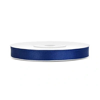 Afbeelding van Satijnen lint van polyester, strik en geschenkverpakking 6/12/25/38/50/100 mm x 25 m (maat 6 marineblauw)