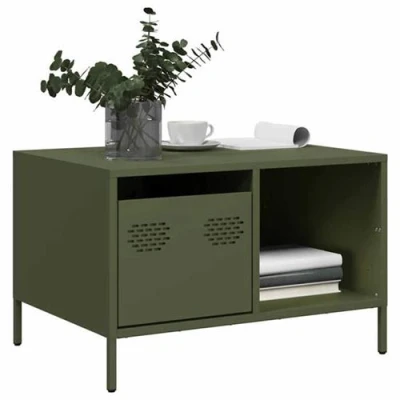 Image de vidaXL Table basse vert olive 68,5x50x43,5 cm acier laminé à froid851284