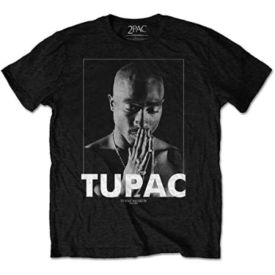 Afbeelding van Tupac Praying Heren T shirt S Zwart