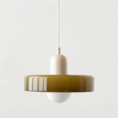Afbeelding van YYQBYY Retro groene glazen hanglamp midden eeuw boerderij hanglamp, groot plafond, voor keukeneiland, gootsteen, moderne Scandinavische kroonluchter slaapkamer, eetkamer, c