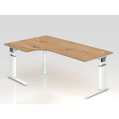 Afbeelding van UNDA 82 W Bureau 200 x 120 Tafelhoogte I In hoogte verstelbaar Essen Eik/Zilver
