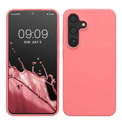 Afbeelding van kwmobile telefoonhoesje geschikt voor Samsung Galaxy S24 Hoesje met siliconen coating Smartphone case in Pastelkleurig koraal