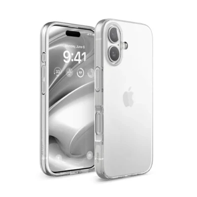 Afbeelding van elago Hybride transparante beschermhoes, compatibel met iPhone 16, 6,1 inch technologie PC + TPU, stootrand, hoge camerabescherming, duurzaam, krasbestendig