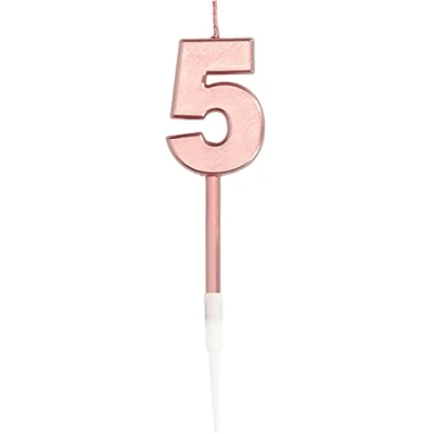 Afbeelding van Folat Verjaardagskaars 5 Roségoud Metallic