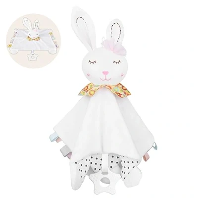 Afbeelding van Vicloon Babyknuffeldier konijn met kreukelfolie en bel, zacht wasbaar, knuffeldier voor baby&#039;s, jongens meisjes, 28 x 27 cm, wit