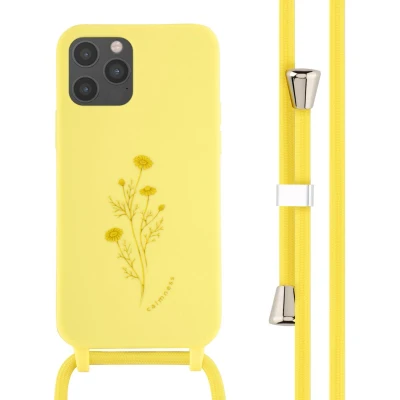 Afbeelding van imoshion hoesje Geschikt voor iPhone 12 / Pro Siliconen design met koord Flower Yellow