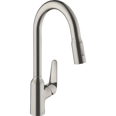 Afbeelding van Hansgrohe Focus M42 220 Keukenkraan Met Uittrekbare Vuistdouche 2jet Roestvrijstaal Finish