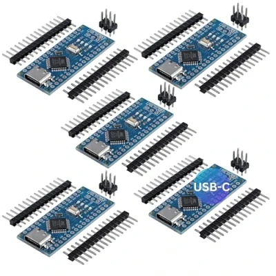 Afbeelding van AZDelivery Set van 5 AZ Nano V3 kaarten met USB C poort, Atmega CH340 Chip Atmega328 CH340, compatibel Arduino, Arduino Pro Micro en V3, inclusief e book