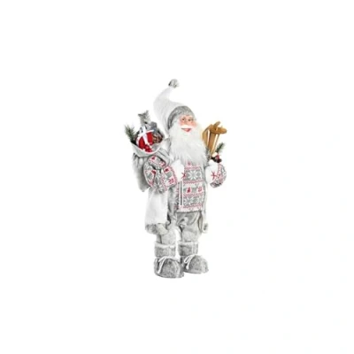 Afbeelding van Kerstversiering DKD Home Decor Kerstman Rood Grijs Hout Polyester Wit PVC (32 x 20 64 cm)