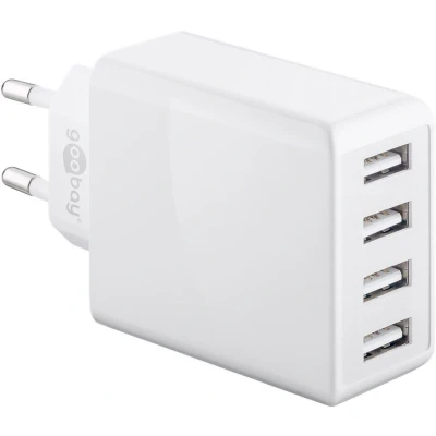 Afbeelding van 4 voudige USB oplader, meervoudige 30W, laadt maximaal apparaten tegelijkertijd op, wit