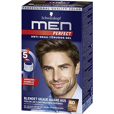 Afbeelding van Schwarzkopf Men Perfect 60 haarkleuring / haarverf gel mannen Bruin grijs dekkend in 10 minuten