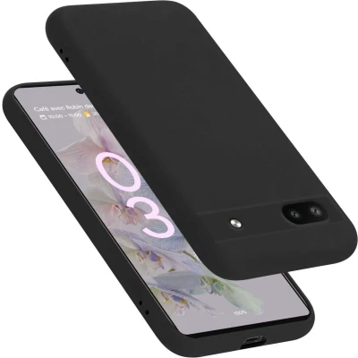 Afbeelding van Cadorabo Hoesje geschikt voor Google PIXEL 6A in LIQUID ZWART Beschermhoes gemaakt van flexibel TPU silicone Case Cover