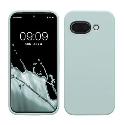 Afbeelding van kwmobile telefoonhoesje geschikt voor Google Pixel 9a Hoesje met siliconen coating Smartphone case in cool mint