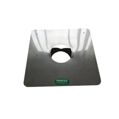 Afbeelding van RVS afdekplaat schoorsteen met gat en klemband 80 mm 25 x