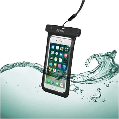 Image de CELLY SPLASHBAG18BK Étui de protection étanche pour téléphone portable noir, clair