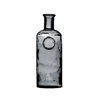 Afbeelding van Natural Living Bloemenvaas Olive Bottle smoke grijs transparant glas D13 x H27 cm Fles vazen
