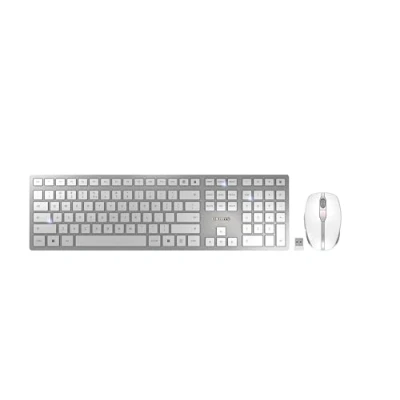 Image de CHERRY DW 9100 SLIM Ensemble clavier et souris sans fil 2.4 GHz, Bluetooth 4.0 US avec le symbole de l&#039;euro blanc, argent