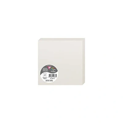 Afbeelding van Clairefontaine 12877C verpakking met 25 dubbele kaarten vierkant, 13,5 x cm 210 g/m² kleur: parelgrijs uitnodigingskaarten voor evenementen en overeenstemming pollen serie premium papier glad